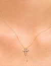 14K GoudenKruisketting met Diamanten