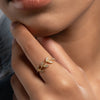 Summer Dream Bay Leaf Ring in Yellow Gold with zircon stone