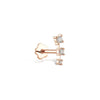 14K Solid Gold Tragus 3 Stone Arc with Diamonds