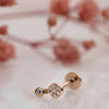 14K Gouden Stone Dangle Tragus met Diamanten