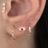 14K Solid Gold Tragus Blue enamel Eye