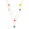 14K Solid GoldSummer Flowers Necklace with Enamel