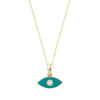 14K Solid Gold Blue Eye Necklace