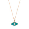 14K Solid Gold Blue Eye Necklace