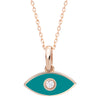 14K Solid Gold Blue Eye Necklace