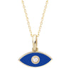 14K Solid Gold Blue Eye Necklace