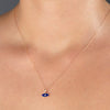 14K Solid Gold Blue Eye Necklace