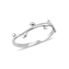 White Gold Olive Ring with elegant branch design