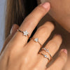 Close-up of 14K solid gold ring with zirconia stones