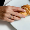 Rose Gold Winter Frosting Ring featuring blue diamonds