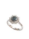 Sunflower Bloom 14K Gold Ring with Blue Diamond Center