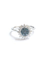 Sunflower Bloom 14K Gold Ring with Blue Diamond Center